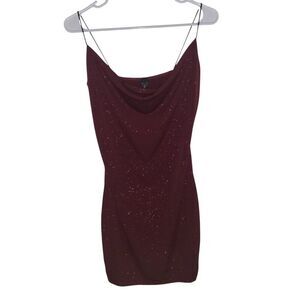 Winsor Glitter Bodycon Burgundy Mini Dress
